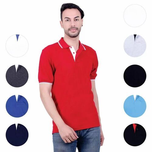 Mens Cotton T Shirts - Light Weight, Breathable Fabric | 100% Pure, Washable, Plain Polo Design, Short Sleeves