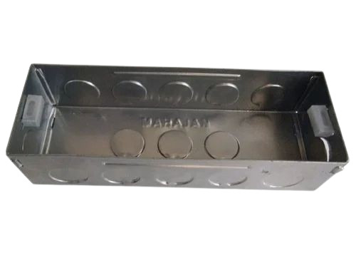 Mild Steel Polished Modular Electrical Box - 6M Size Silver Finish 1mm Thickness Concealed Mounting Bottom Cable Entry