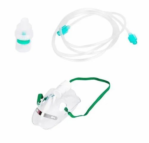 Nebulizer Mask For Adult And Pediatric - Plastic Material, Transparent Color | Comfortable, Disposable Use, Portable for Hospital Applications