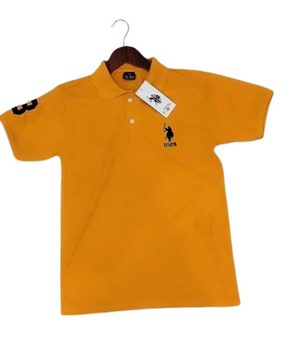 Cotton T Shirt - Breathable and Lightweight Fabric, Very Good Quality, Plain Orange Polo Style, Available in S, M, L, XL Sizes, Short Sleeves for Casual Wear
