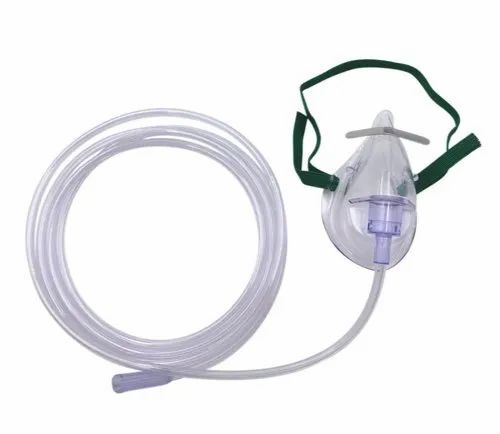 Oxygen Mask Adult And Pediatric - Latex Material, Adult Size, Transparent Color | Medical Application, Good Condition, New Quality