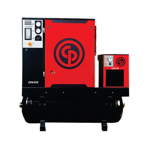 Rotary Screw Air Compressor - 10 HP, 500 L Air Tank, 50 CFM Maximum Flow Rate | Oil-Free, Quiet Operation, Air Cooled, Class 1 Air Quality