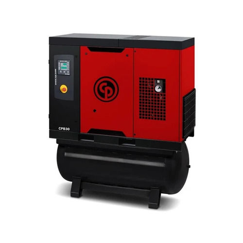 Silent Screw Air Compressor - 30 HP, 114 CFM, 10 Kg/cmÂ² | Air Cooled, 74 dBA Noise Level, Lubricated for Industrial Use, Stylish Red and Black Finish