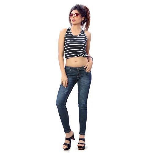 Smooth Finish Women Jeans - Premium Quality Denim, Dark Blue Color | Flattering Cut, Edgy Design, Youthful Appeal, Tailored Fit, Cool-Weather Wear