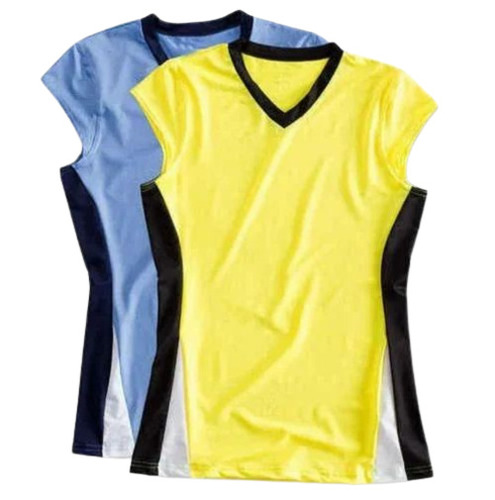 V Neck T Shirt - Cotton, Size S, M, L, XL, Yellow & Blue | Lightweight, Breathable, 100% Pure, Washable, Sleeveless, Plain Design