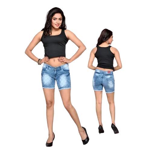 Women Denim Blue Shorts