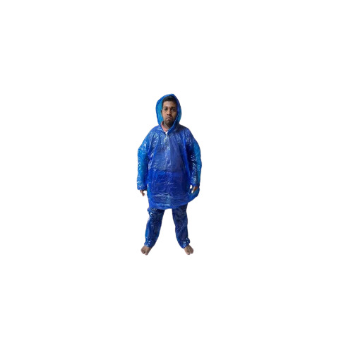 Warrior Full Sleeves Rain Poncho - PVC Material, Sizes S/M/L/XL, Blue Color | Foldable Design, Hooded for Wind and Rain Protection