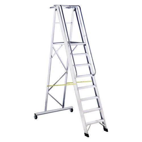 Aluminum Movable Ladder - Premium Quality, Adjustable Height | High Load-Bearing Capacity, Lightweight and Foldable, Anti-Slip Rungs with Secure Locks