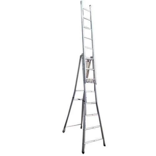 Aluminum Self-supporting Extension Ladder - Premium Optimum Quality, Adjustable Height And High Load-bearing Capacity, Lightweight And Foldable With Anti-slip Rungs And Secure Locks