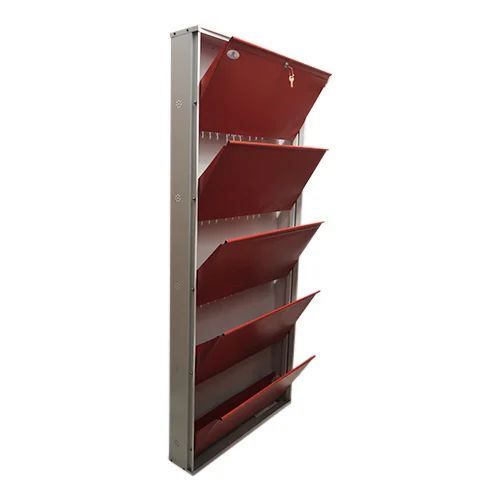Ample Five Shelf Shoe Rack - Iron with Powder Coating, Vertical Space Utilization in Elegant Red | Robust and Lightweight, Eco-Friendly, Multi-Purpose Functionality with Open Shelf Design