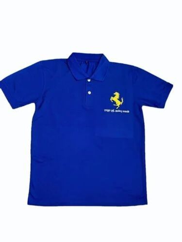 Cotton Polo T-Shirt - Size M Blue Color Short Sleeves | Anti-Wrinkle Comfortable Skin Friendly