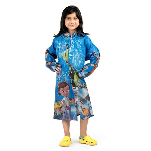Kids Multicolor Printed Pvc Raincoat - Full Sleeves With Adjustable Hood | Waterproof, Available In Sizes S-xl
