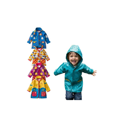 Kids Multicolor PVC Full Sleeve Waterproof Raincoat - Adjustable Hood, Unisex Size S, Excellent Wind and Rain Protection