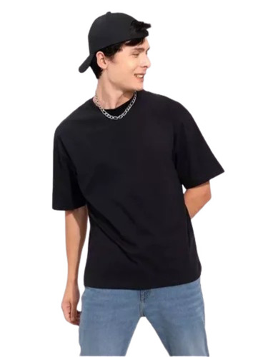 Mens Cotton T-Shirt - Light Weight and Breathable, Very Good Quality with Mega Sleeves in Black
