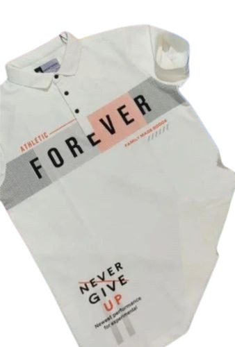 Mens Printed T Shirt - Cotton Material, Available in L, M, S, XL Sizes, Grey Color | Light Weight, Breathable, Polo Collar, Short Sleeves, Party Wear