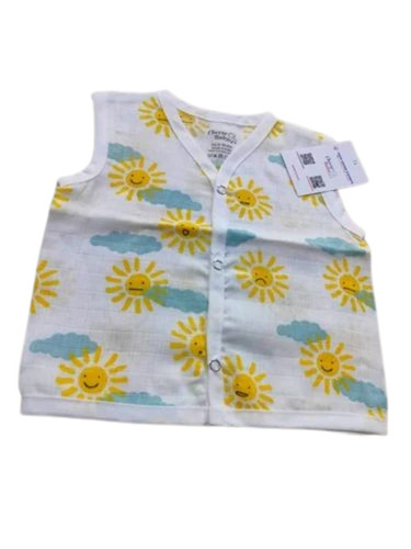 Printed Cotton Baby Vest - 180 GSM, Multicolor, Sleeveless | Ideal for Newly Born, Comfortable Cotton Material, Machine Washable Baby Wear