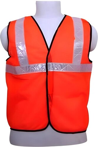 Safety Jacket - Cotton Sleeveless , Orange Color, Unisex Design for Traffic Control and Sea Patrolling