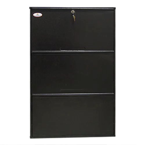 Three Black Shelf Shoe Rack