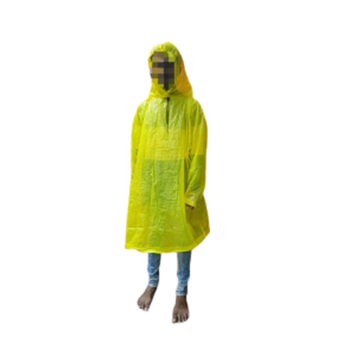 Unisex Raincoat Poncho - PVC Material, Size L, Yellow Color, Full Sleeves, Foldable, Transparent Design | Ideal for Rainy Season