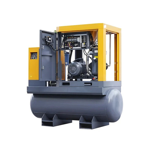 Screw Air Compressor - 10 HP 60 cfm Flow Rate Lubricated & Silent Operation Air Cooled Design