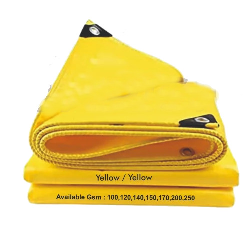 4mm Yellow HDPE Tarpaulin - 6x6 to 100x100 Feet, 180 GSM PE Laminated | 100% Waterproof, UV & Thermal Weathering Resistance, Excellent Barrier Properties