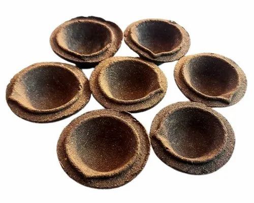 Cow Dung Diya - Small Handmade Diya Shape, Brown Color | Eco-Friendly, Biodegradable, Traditional Design for Rituals, Supports Local Artisans