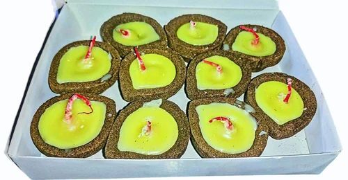 Cow Dung Diya - Round Shape Multiple Sizes Brown Color | Eco-Friendly Biodegradable Ghee Long-Lasting Flame for Rituals Supports Local Artisans