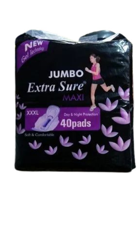 Extra Sure Sanitary Napkins - 40 Pads, Overnight Use, Wings Included | Scented, Anti-Bacterial, Single Use Pads for Women Care