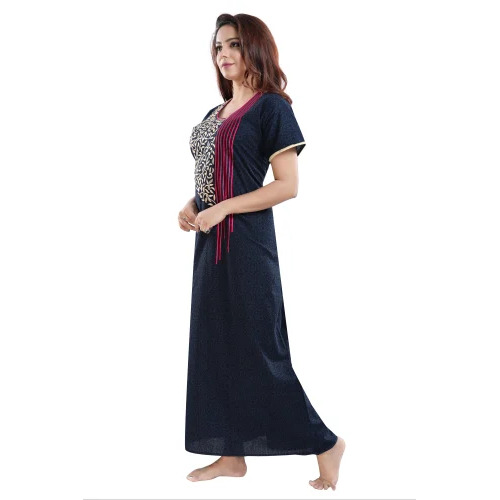 Ladies Dark Blue Cotton Night Gown