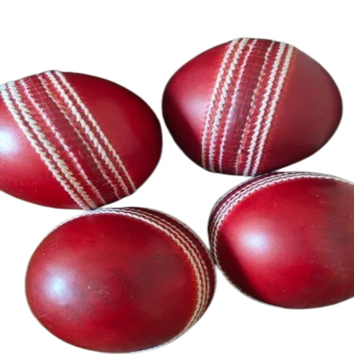 Red Leather Cricket Ball - Standard Size, Good Condition | Unisex, Hard Finish for Adults, Ideal for Playing Cricket
