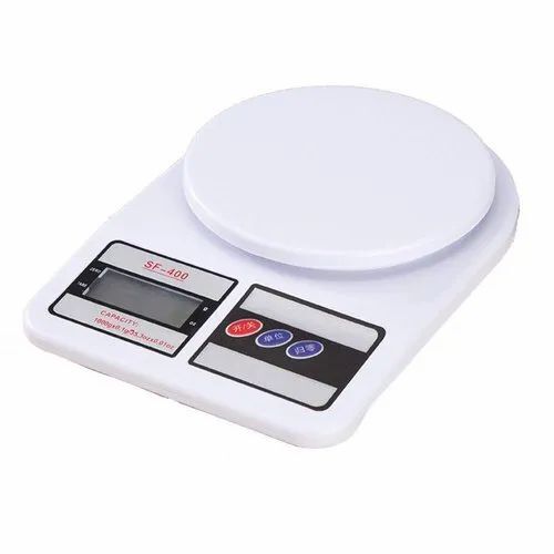 Kitchen Scale - Plastic Material | White Color, LCD Monitor Display, New Condition, Good Quality