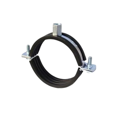 Split Rubber Clamp - MS, 2 Inches, Color Galvanized, Silver, 1.5MM & 2MM Thickness | Ideal for Pipe Fitting Applications