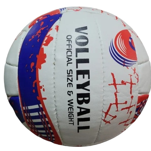 Volleyball Ball - Rubber Material, Round Shape, White Color | Printed Design, Longer Life, For Adults, Unisex Usage