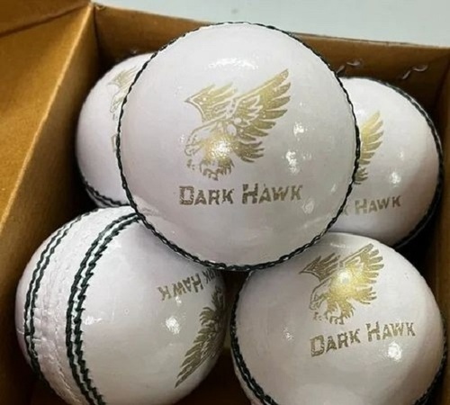 Leather Cricket Ball - 2.5 Inches Dia, White Color, Quality Material | DARK HAWK SPORTS - 150-156 Grams, Ideal for Sports Usage