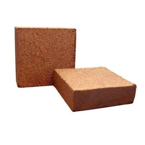 Cocopeat Block - 350 GSM, 12cm x 12cm x 6cm Size, Golden Brown Color, Moisture Retention for Agriculture