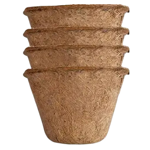 7 Inch Round Coconut Coir Pot - Material: Coconut Coir, Height: 7 Inch, Diameter: 6 Inch | Eco-Friendly Design, Dark Brown Finish