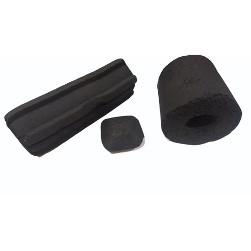 Black Coconut Shell Charcoal - Fixed Carbon 65% to 75%, Volatile Matter 14% to 16%, Ash Content 5% to 8%, Min Calorific Value 6500 to 7000, Solid Physical Form, 4 Hours Burning Time