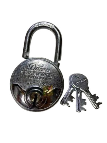 Daxen Padlock - Iron, 66 Mm, Silver Chrome Finish | 3 Keys, Normal Shackle, Ideal For Doors