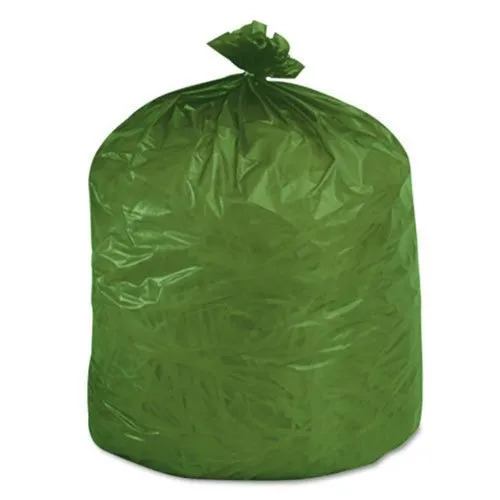 Green Biodegradable Garbage Bags - 50 Litre Capacity, 32x42 Inch Size, Embossing Feature, Made from Plastic Material