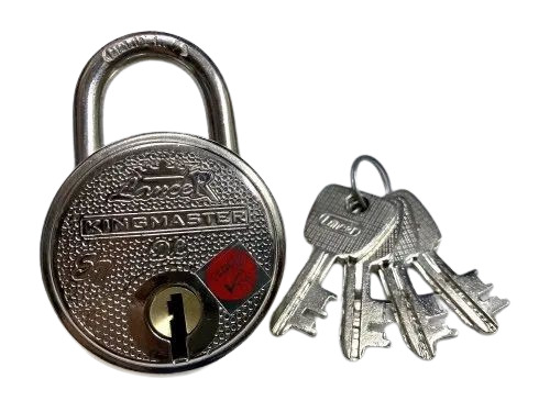 Lancer Padlock - Iron, 67 mm Size | Silver Color, Chrome Finish, Double Locking, 4 Keys Included