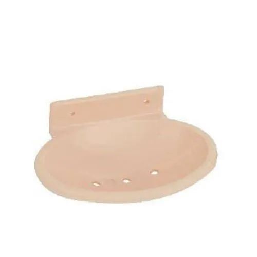 Oval Shape Plastic Soap Dish - Round, Light Brown Color, Glossy Finish | Water Resistant, Non-Slip Base, Easy to Clean, Drainage Holes, Compact Size, Stain Resistant, Colorful Options, Versatile Use