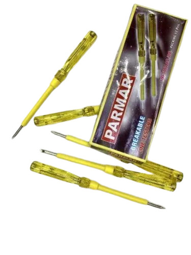 Parmar Breakable Line Tester - Plastic Body Yellow Color Measuring Voltage Range: 100-500 Volt Weight: 22.5 GSM | Manual Accuracy: 100% New Condition Good Quality Box Packaging
