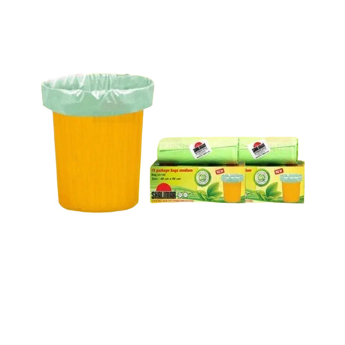 Shalimar Disposable Garbage Bag - 60 Litre, Green Plastic, 4854cm Size, 100% Compostable, Embossed Design for Medical and Household Use