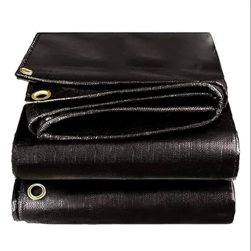 Plastic Tarpaulin Sheet - PVC Coated, Lightweight, Black, Water Resistant, UV & Tear Resistant