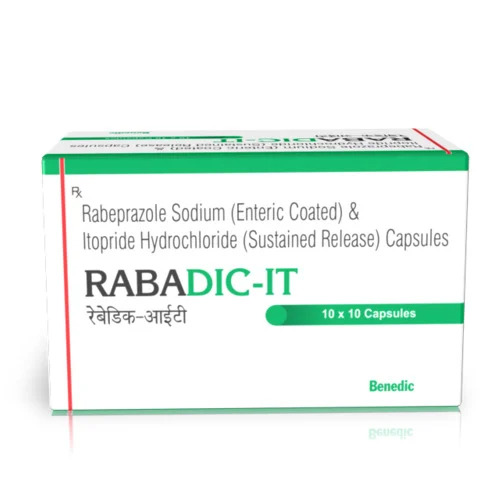 Rabeprazole Sodium 20 Mg & Itopride 150 Mg Capsules - Prescription Required, For Hospital & Clinic Use, Store in Cool & Dry Place