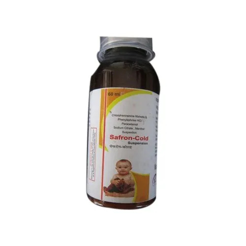 Safron Cold Suspension Syrup - Liquid Dosage Form, Prescription Required for Hospital and Clinic Use, Store in Cool and Dry Place