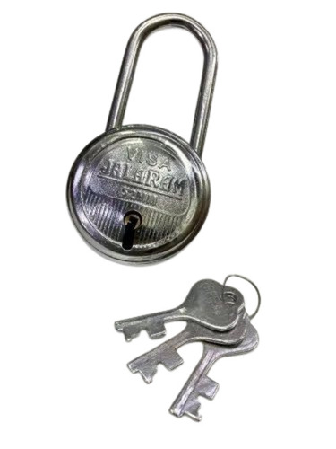 Visa Padlock - Iron 52mm Long Shackle Silver Chrome Finish with 3 Keys for Door Lock