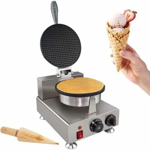 Waffle Cone Maker - Premium Stainless Steel, Customizable Size, Matte Black Finish, Designed For Commercial Use