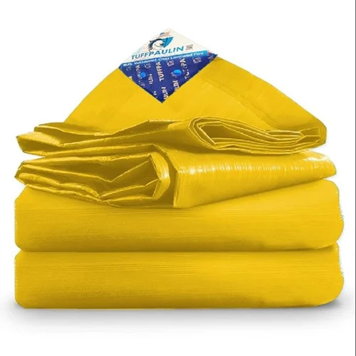 Waterproof Tarpaulin Cover - Polypropylene, 100% Waterproof, UV-Resistant, Tear-Proof, Heavy-Duty Eyelets, Yellow