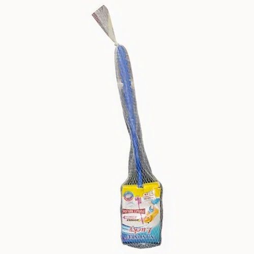 Blue Double Action Toilet Brush - Nylon Bristles, 16 Inch Size, Blue Color | Plastic Handle, Long Lasting for Bathroom Use